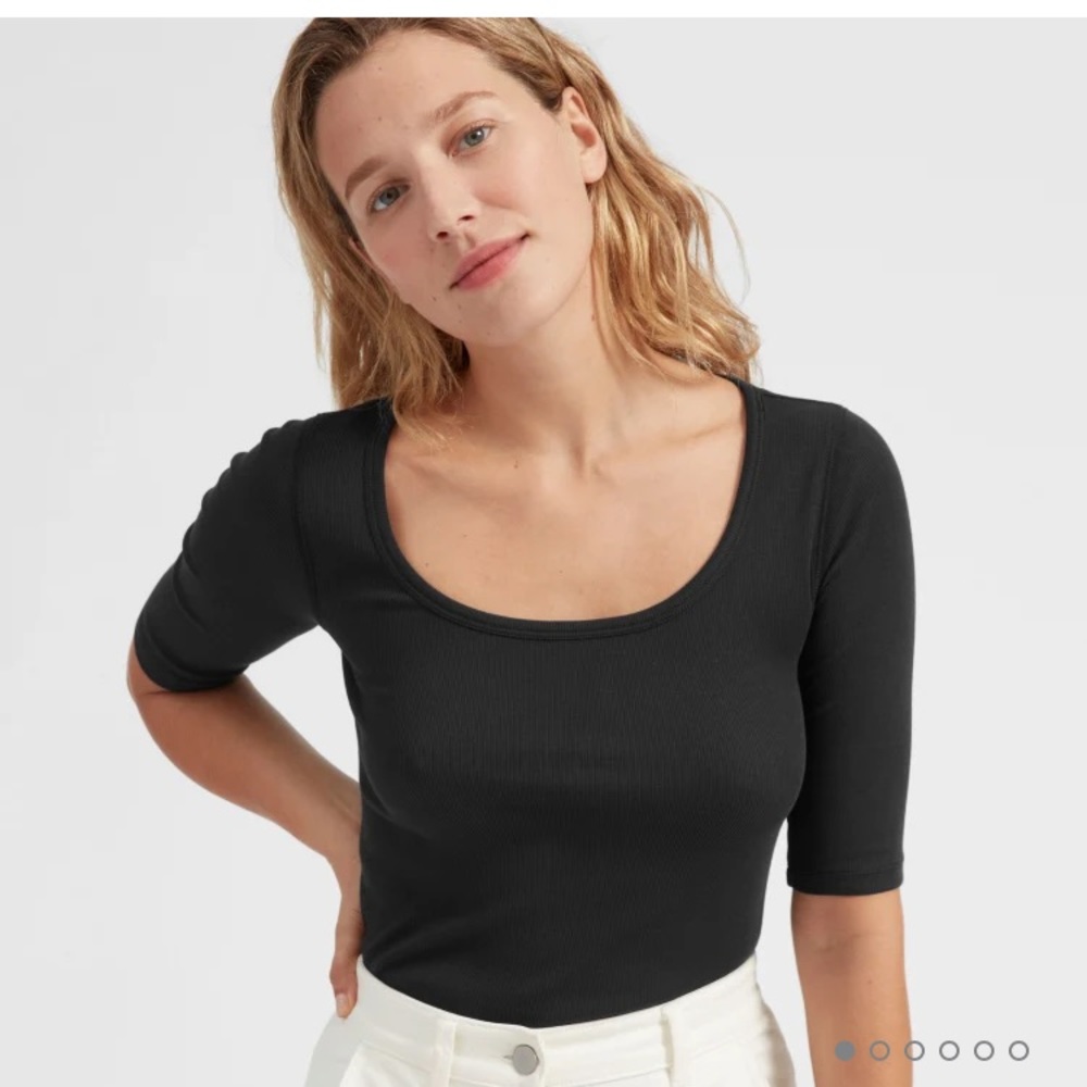 Everlane Pima Micro-Rib Scoop-Neck Tee